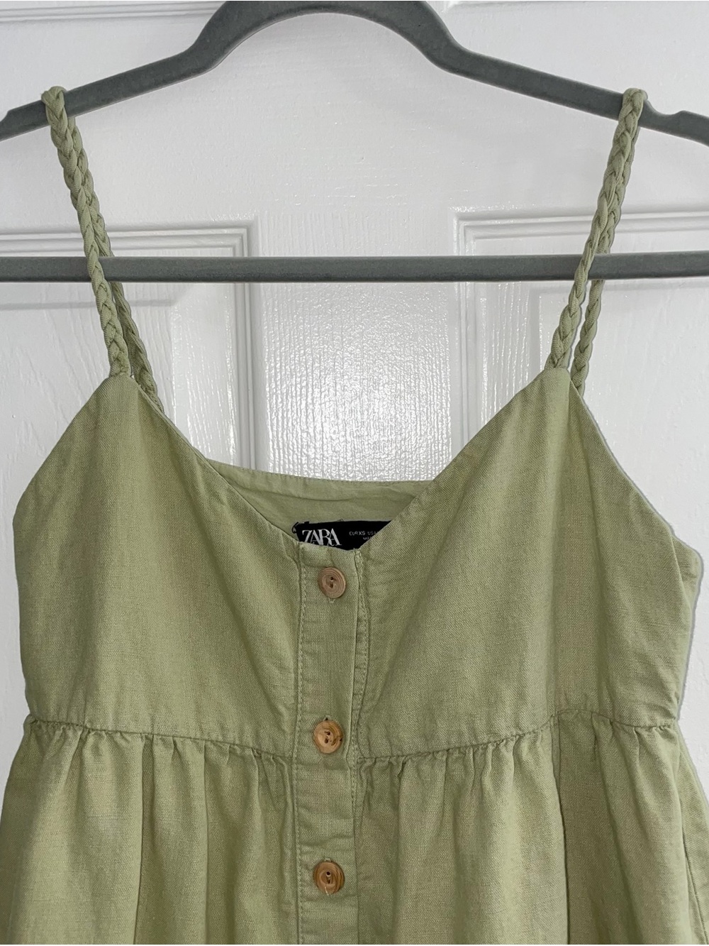 Zara Olive Green Empire Cami Dress Size XS - Picture 7 of 9